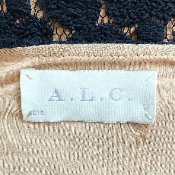 A.L.C ALC Scarlett crewneck long sleeve nude black lace mini dress - Picture 10 of 12